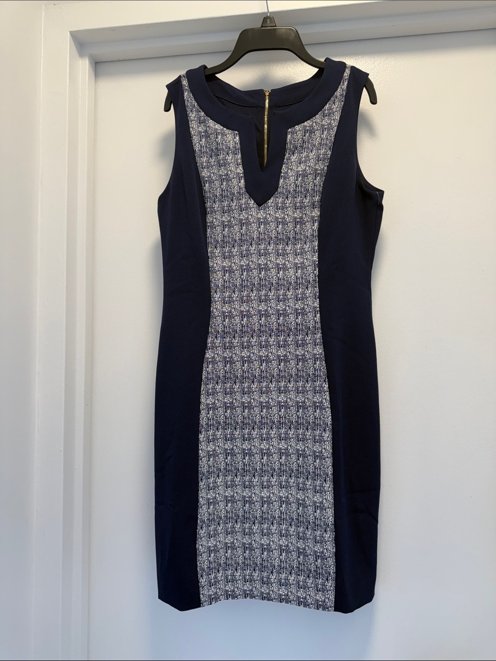 NWT!! TAHARI Navy Sleeveless Tweed-Front Sheath Dress SZ 6